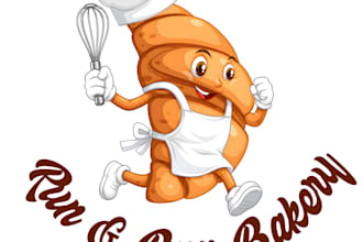 design modern mascot logo and complete bakery branding