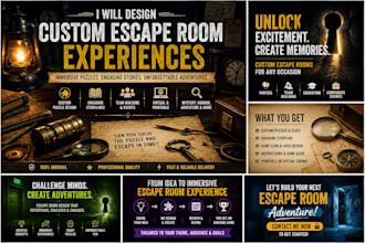 design custom escape room games, puzzle, immersive story, gameplay, and scenario