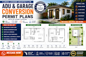design licensed florida adu and garage conversion permit plans with pe stamp