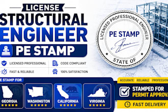 license structural engineer pe stamp for georgia washington california virginia