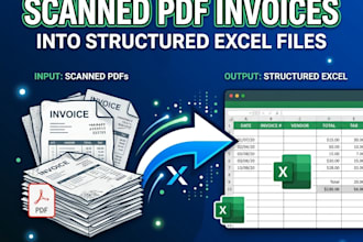 convert scanned PDF invoices into structured excel files