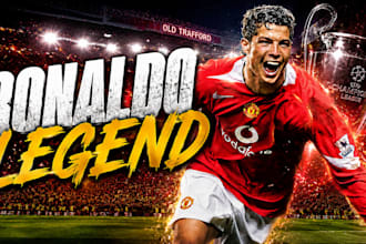 create cinematic football youtube thumbnail and sports banner