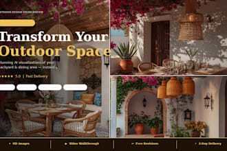 create stunning ai backyard and outdoor dining space design visualization