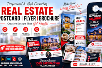 design real estate agent flyer postcard door hanger yard sign open house ads