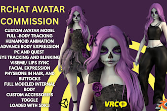 make custom furry vrchat avatar with accessories, rigging and sdk3 upload