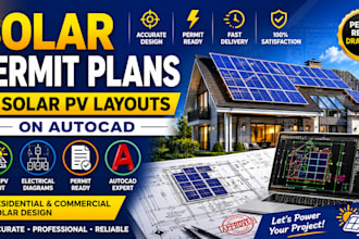 design solar permit plans and solar pv layouts on autocad