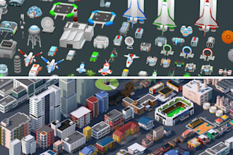 create stylized low poly 3d game assets, props, for unity
