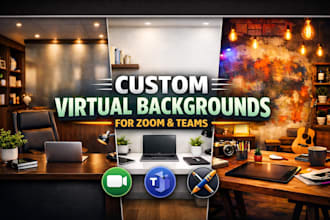 design professional virtual backgrounds for zoom, teams and google meet