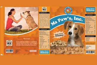 design pet food label packaging, dog treat pouch, pet supplement product label