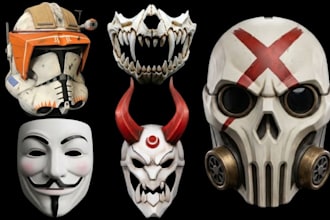 design custom 3d cosplay helmet 3d mask printable model for 3d printing