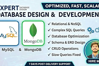design and manage your database using mysql or mongodb