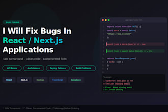 fix bugs in your react, nextjs, or nodejs web application fast