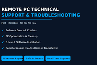 provide remote PC technical support and troubleshooting via anydesk