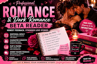 beta read your romance or dark romance manuscript professionally