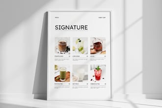 design modern food and beverage menu design with custom size supported