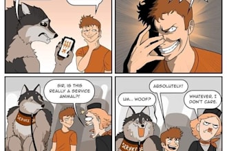 draw furry comic page, fursona character illustration storyboard art, anthro sfw