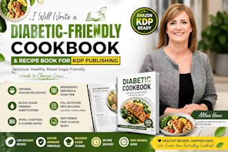 write a diabetic friendly cookbook and recipe book for KDP publishing