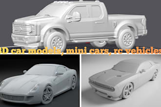 create detailed 3d car models, mini cars, rc vehicles and trencher models