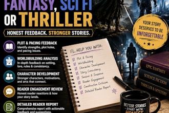 beta read your fantasy sci fi or thriller manuscript professionally