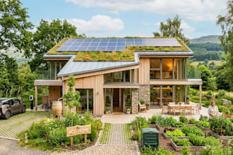 design floor plan, site plan for off grid sustainable house, cabin, eco home