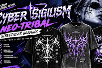 design cyber sigilism neo tribal graphics for streetwear clothing