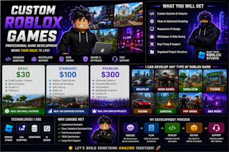 develop a custom roblox game with scripting and systems