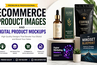 design premium ecommerce products image and digital product mockup
