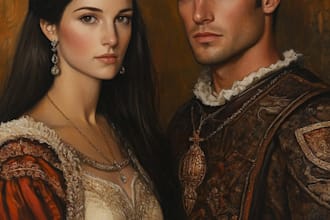 a royal couple portrait in renaissance painting style