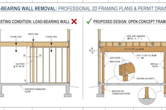 do framing plans for load bearing wall removal and building permit