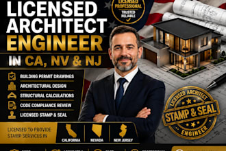stamp drawings as a licensed architect engineer in california, nevada, nj