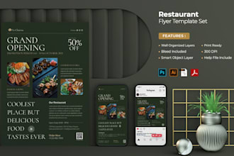 design a professional restaurant menu, food flyer brochure and restaurant flyer