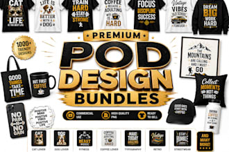 create premium commercial use pod t shirt design bundles