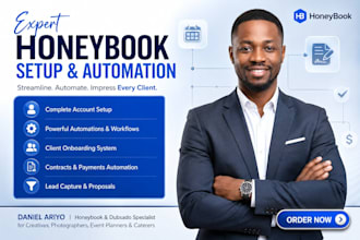 setup honeybook CRM automation workflows and client onboarding