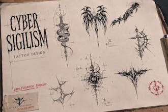 create cyber sigilism tattoo designs