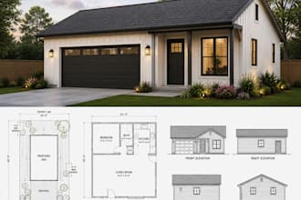 create adu permit drawings, 2d floor plans, garage conversion for city approval