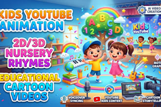 do 3d cartoon videos, kids youtube animation, nursery rhymes, cartoon videos