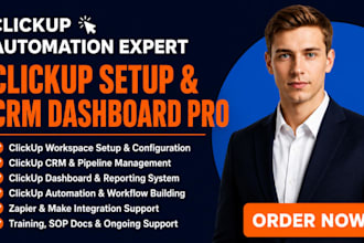setup german clickup CRM, dashboard and automation as clickup expert