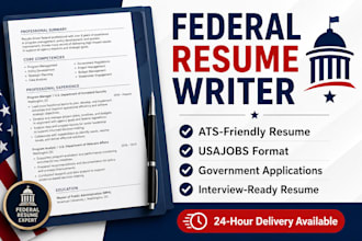write an ats friendly federal resume for usajobs government job