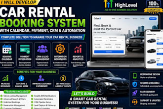 develop car rental booking system with automation booking payment and CRM