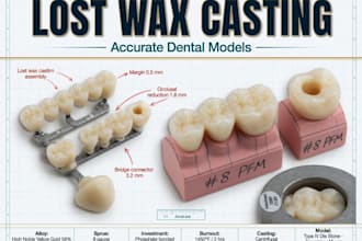 design 3d dental crown bridges implant and partial dentures and lost wax casting