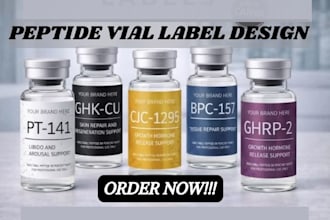 design custom peptide sarms label, vial label, supplement product label design
