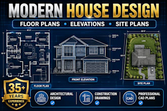 design modern house floor plans, elevations, sections and site plans