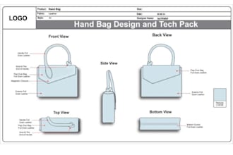 design tech pack for soft good backpack, handbag, duffle bag, luggage, golf bag