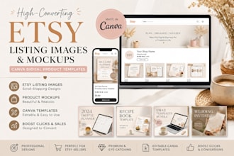 design etsy listing images, mockups, and canva digital templates