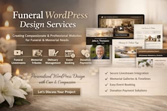 provide wordpress website design for event booking donation payment funeral
