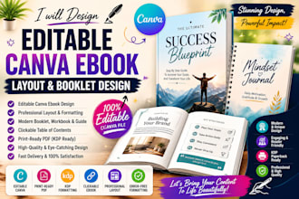 editable canva ebook, ebook layout design booklet design canva ebook design