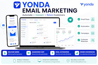 setup yonda email flows, automation, campaigns and email marketing
