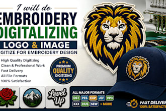 do embroidery digitalizing logo, digitize image for embroidery design