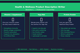 write health and wellness product descriptions
