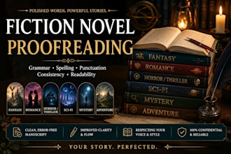 professionally proofread and copy edit your fictional novels